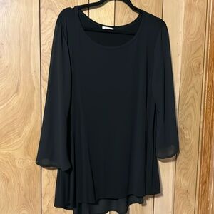 Lida collections black cotton front chiffon back sheer size L